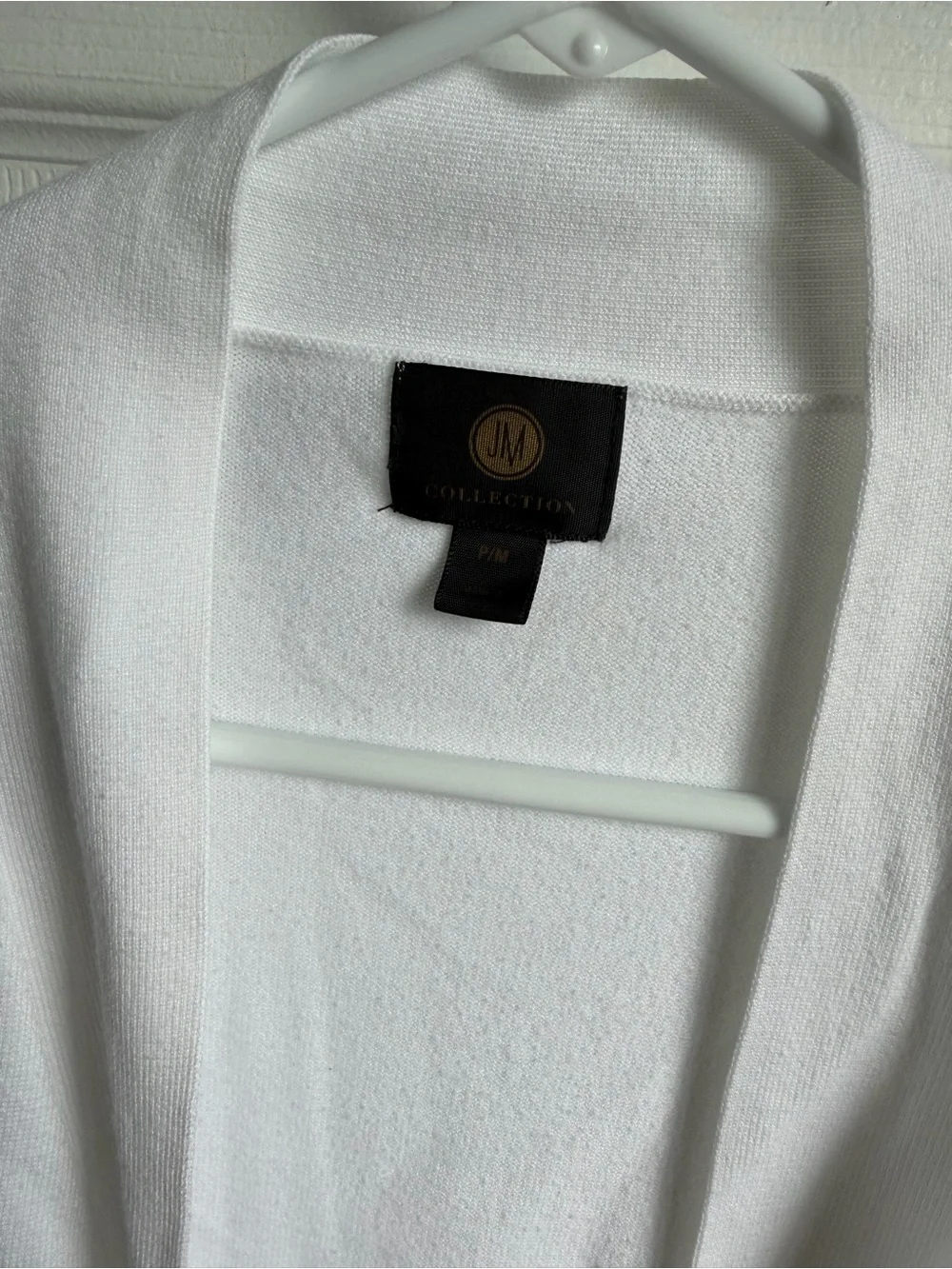 JM Collection White Open-Front Cardigan